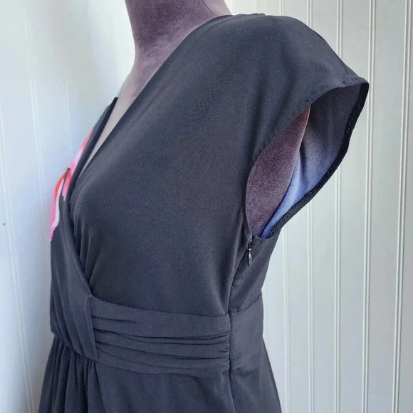 T Tahari Womens Sheath Knee Length Dress Blue Red Black Floral Stretch Zip Sz S - Picture 4 of 11